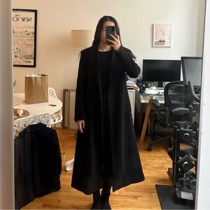 Mango Wool Blend Long Black Coat